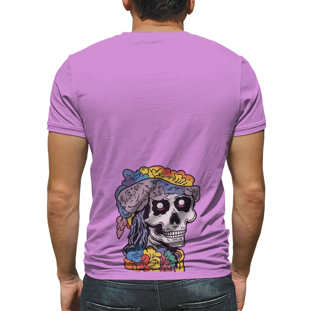 TShirt Printing: Vibrant Skull with Flowers - Dia de los Muertos Celebration|pirate skull hawaiian shirt