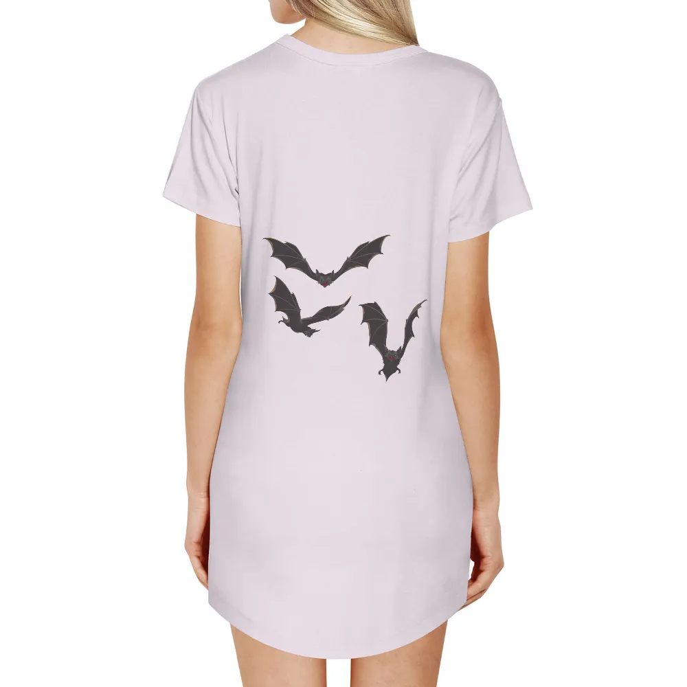 TShirt Design: Bats in Flight - Artistic Harmony and Balance|t shirt painting on nature