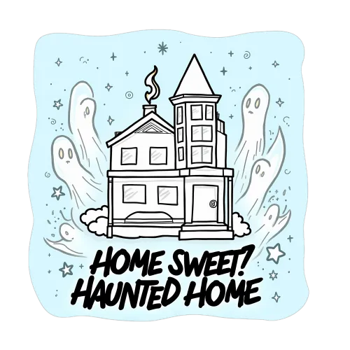 Custom Tee Shirts: Home Sweet? Haunted Home - Whimsical Ghosts