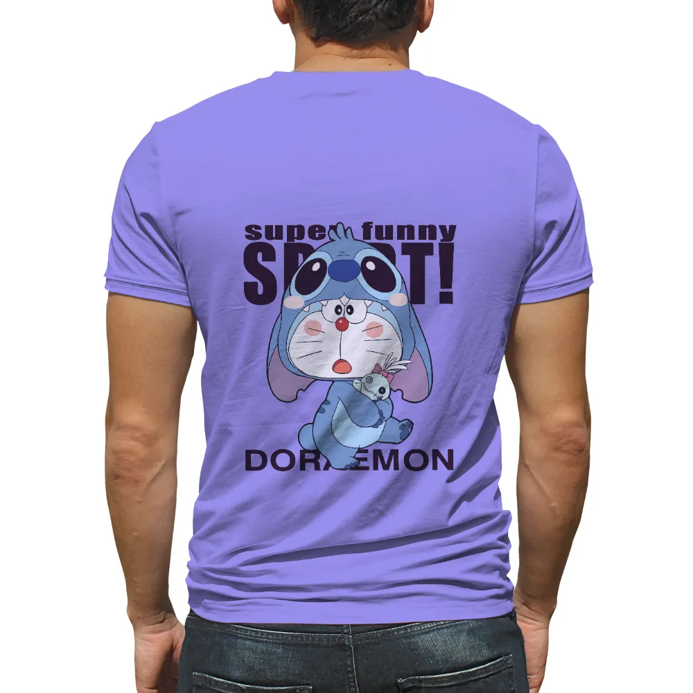 Custom T-Shirt Printing: Super Funny Doraemon in Stitch Costume|doraemon print t shirt for women