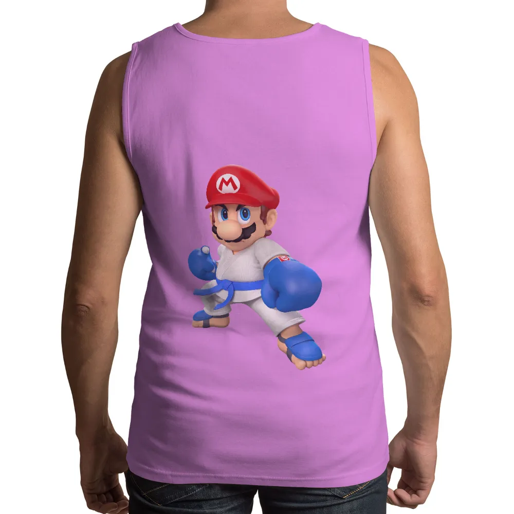 T-Shirt Printing: Karate Video Game Character with Boxing Gloves|cartoon character with star on shirt