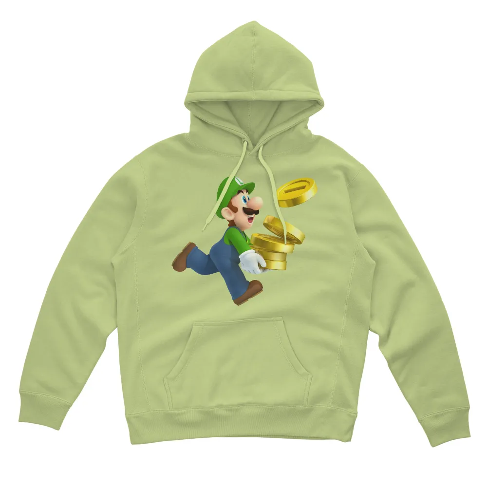 TShirt Design: Luigi's Adventure with Golden Coins|mario flip sequin shirt