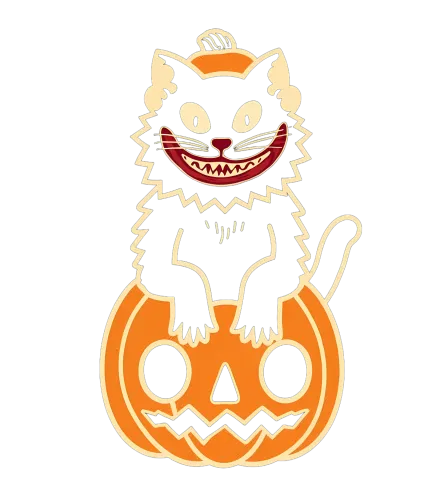 TShirt Design: Black Cat on Pumpkin - Halloween Spirit