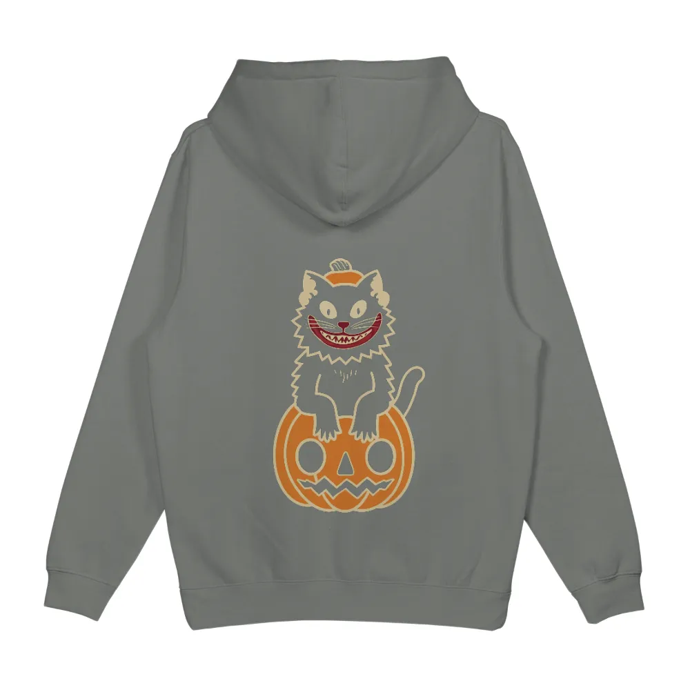 TShirt Design: Black Cat on Pumpkin - Halloween Spirit|Mischievous black cat