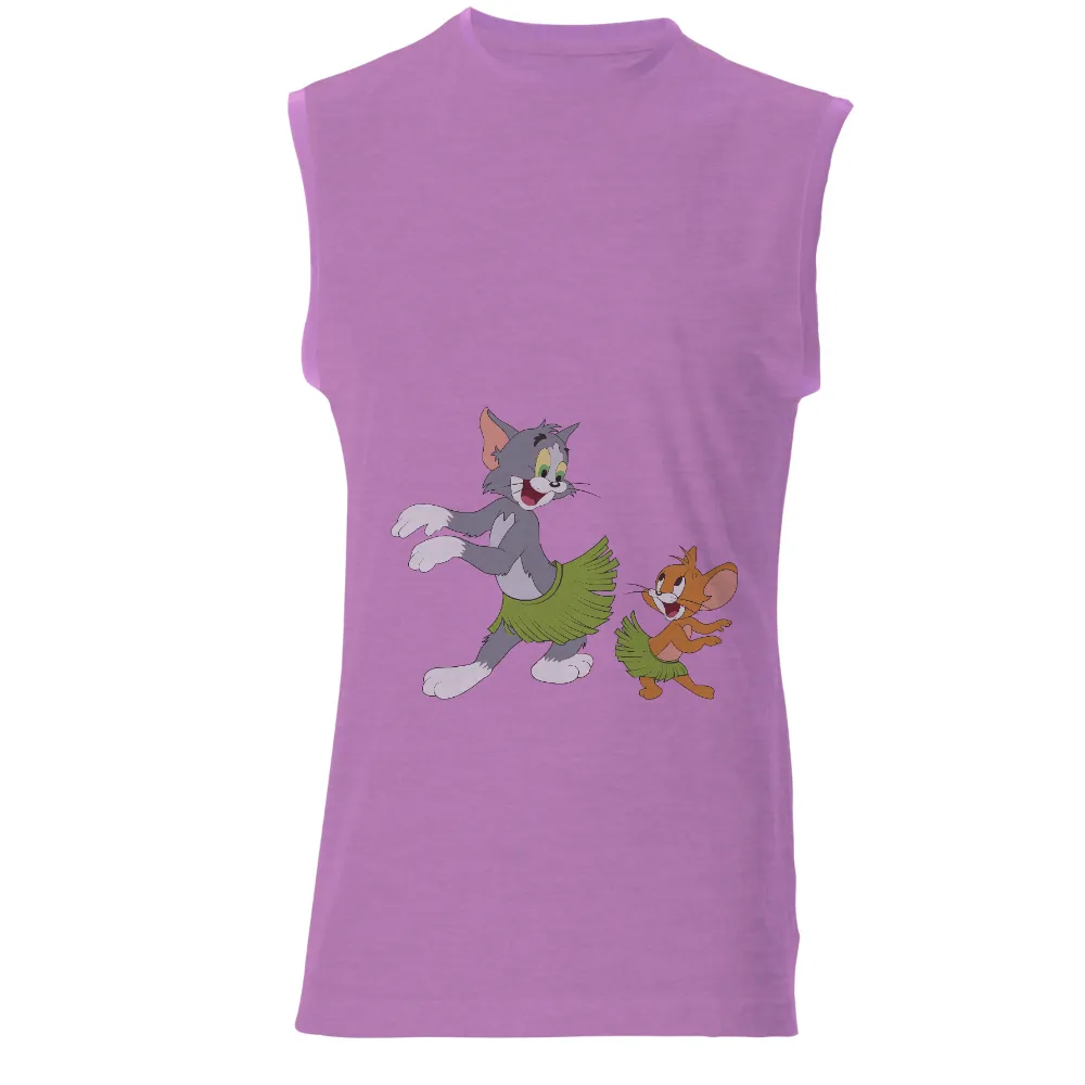 Tee Shirts Printed: Tom and Jerry Dancing in Hawaiian Skirts|cartoon graffiti printed shirt