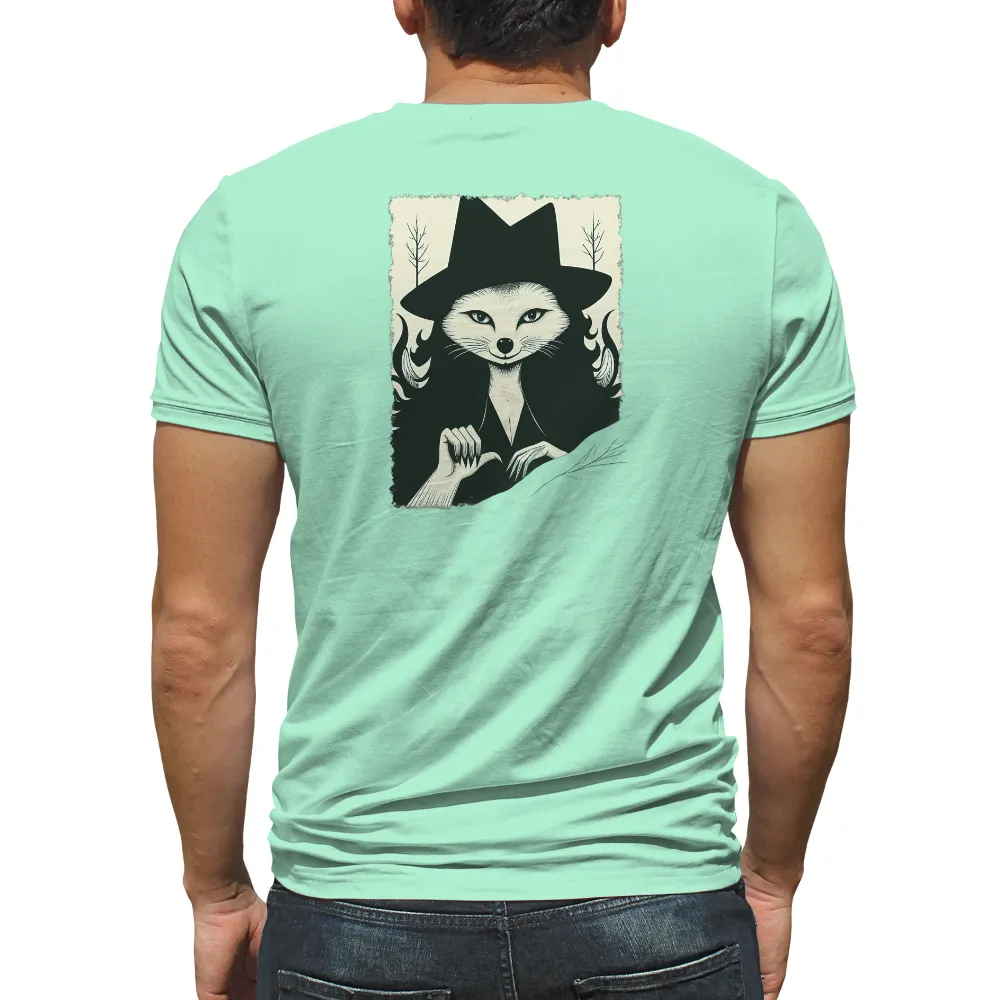 Customized Tee Shirts: Enigmatic Fox in Formal Attire| Enigmatic character with sharp eyes