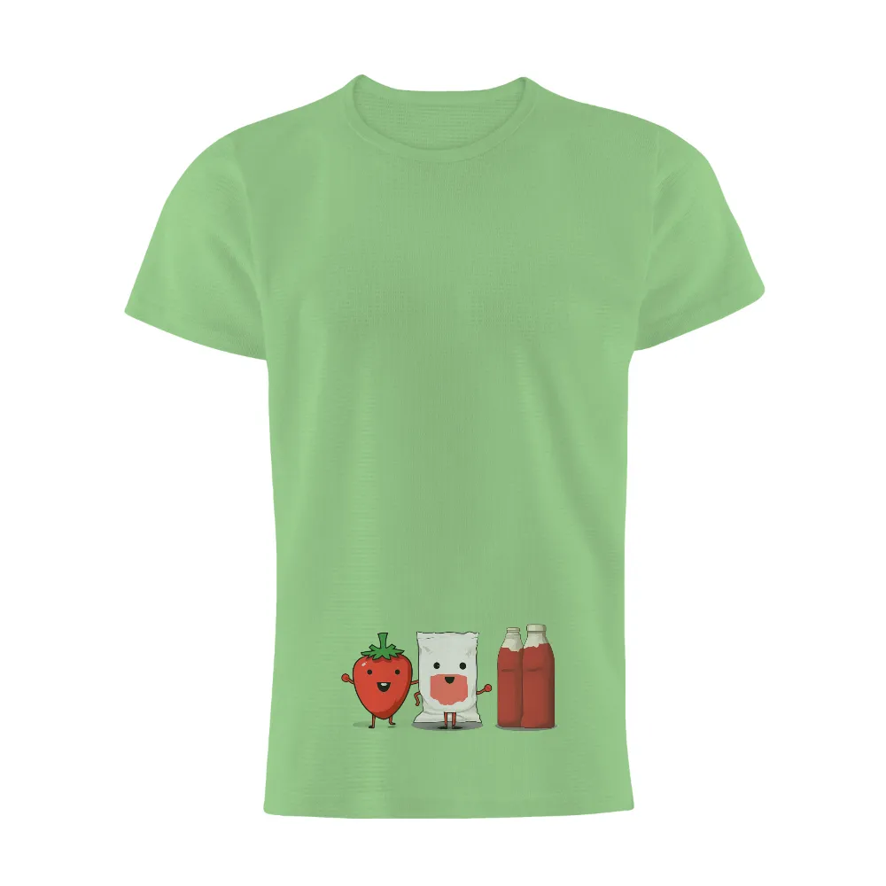 Custom T-Shirt Printing: Strawberry, Flour, and Ketchup Friends|happy holidays with cheese shirt