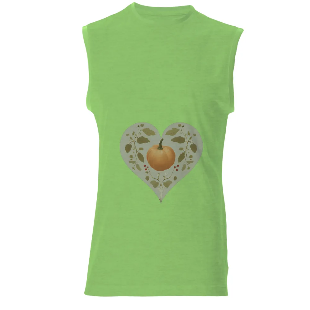 Tee Shirts Printed: Autumn Heart with Pumpkin - Fall Harvest|bleached heart shirt