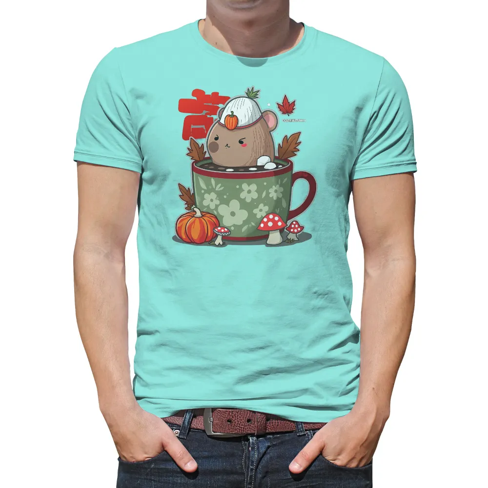 T-Shirts Custom: Cozy Autumn Hamster in a Mug| marshmallows in a mug