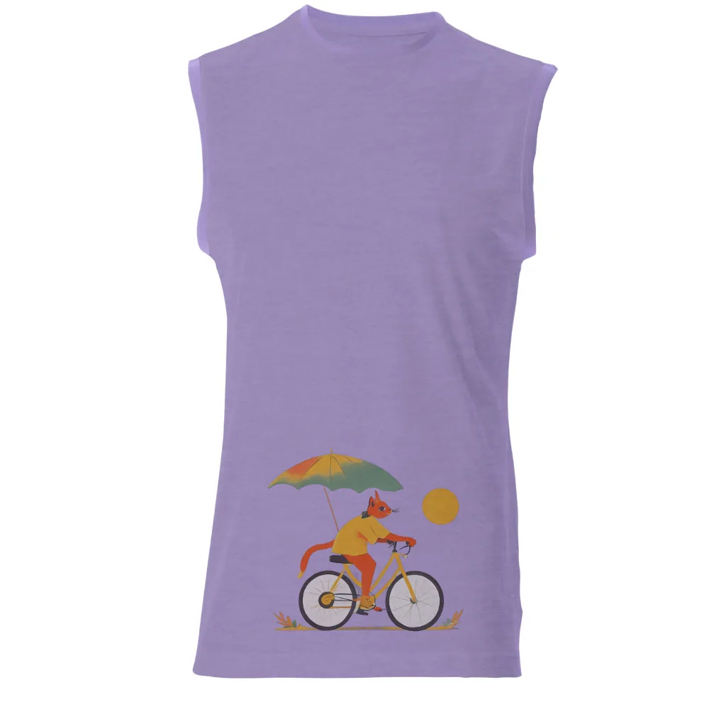 Whimsical Cat on Bicycle with Umbrella Art Design|jordan space cat shirt