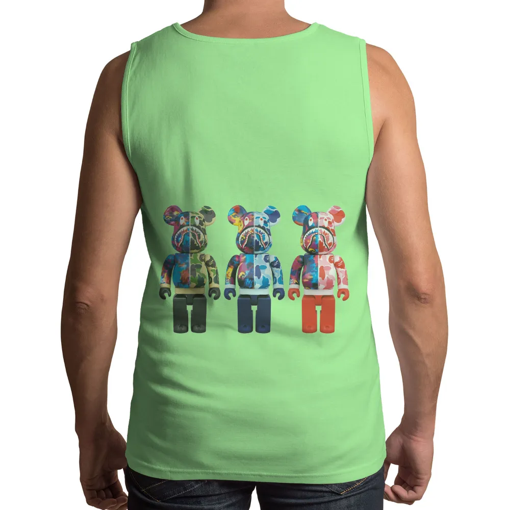 TShirt Printing: Bold Streetwear Bears - Vibrant Artistic Expression|men's art cotton colorful printed loose casual shirts