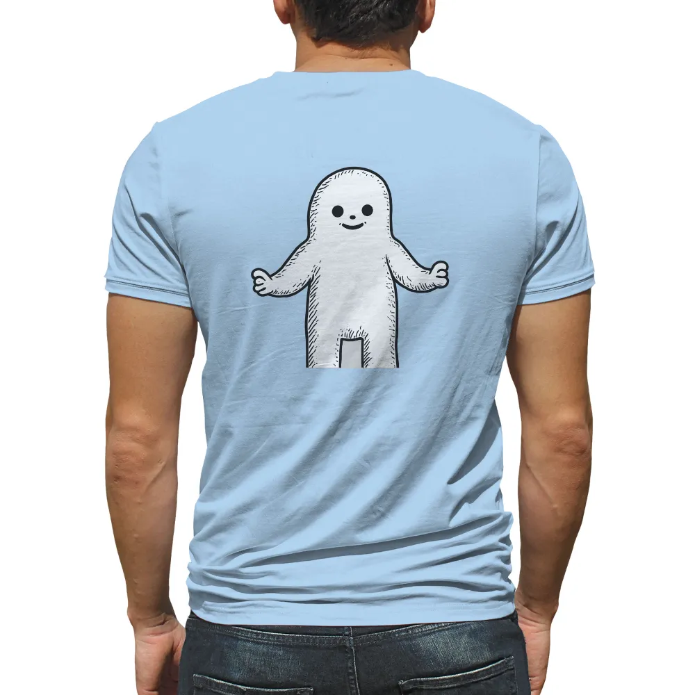 Customized Tee Shirts: Embrace Welcoming Joy with Minimalistic Design| Simple and minimalistic T-shirt design with a joyful inflatable character