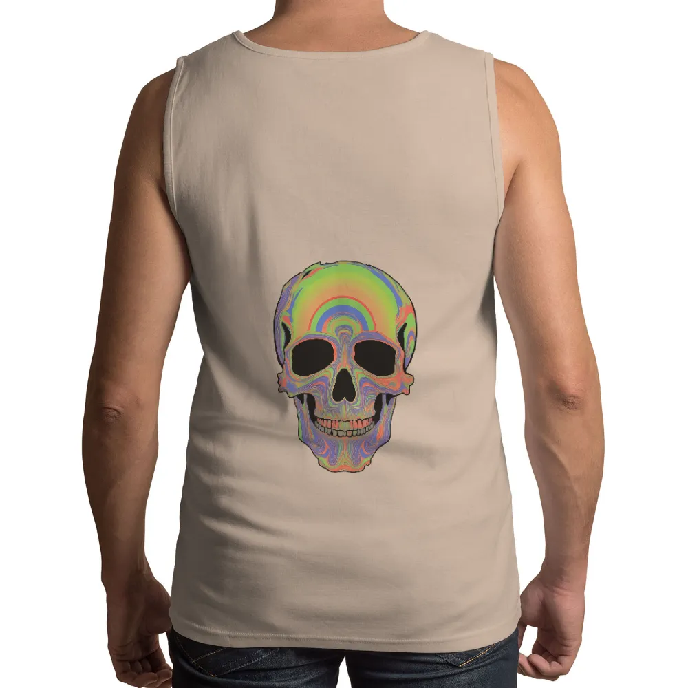 Tee Shirt Printing: Psychedelic Skull - Vibrant Colors and Deep Emotions|guess rainbow striped shirt