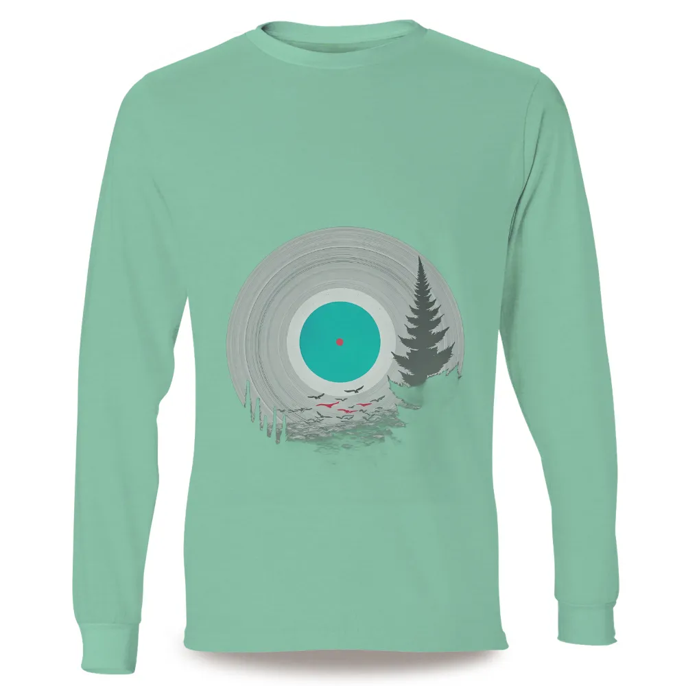 TShirt Design: Vinyl Record Forest Harmony| forest silhouette