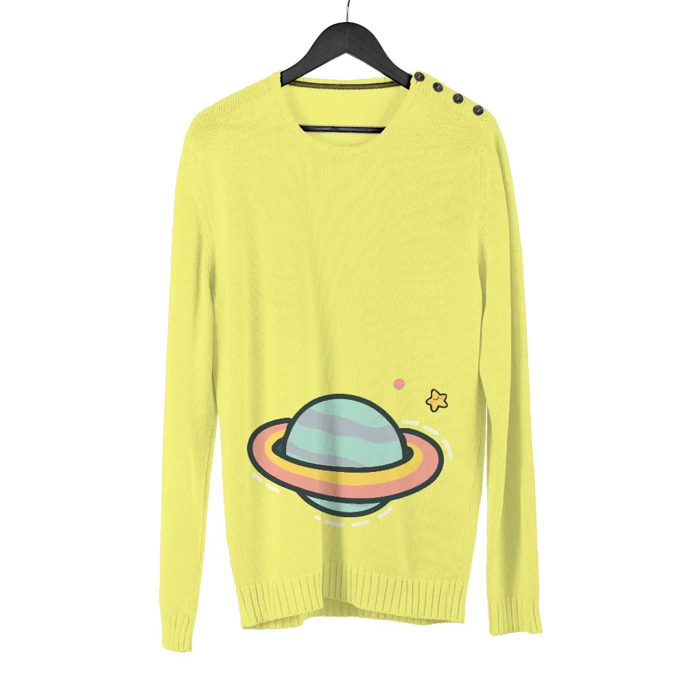 T-Shirts Custom: Cosmic Whimsy - Planet in Pastel Hues|planet childish t shirt