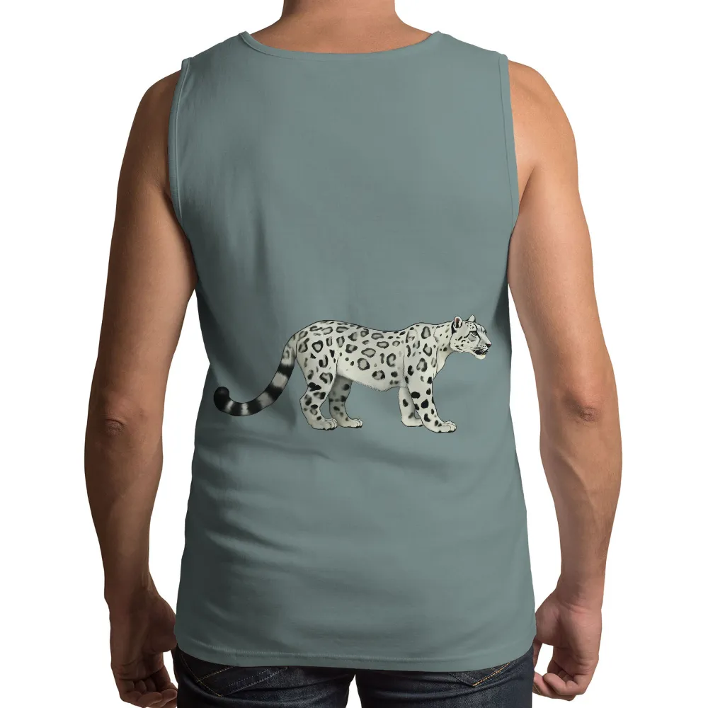 Tee Shirts Printed: Snow Leopard Harmony - Artistic Wildlife Design|t shirt painting on nature