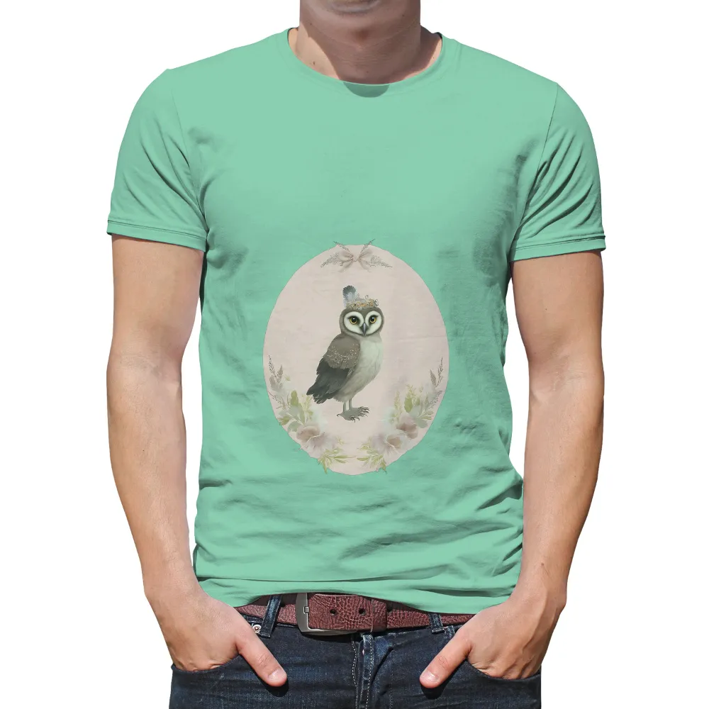 Customized Tee Shirts: Whimsical Owl in Nature|roblox t shirt pink and white