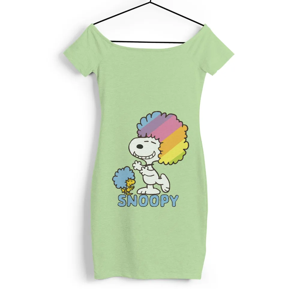 Graphic Tees: Snoopy Rainbow Joy - Pop Culture Nostalgia|ladies rainbow stripe t shirt