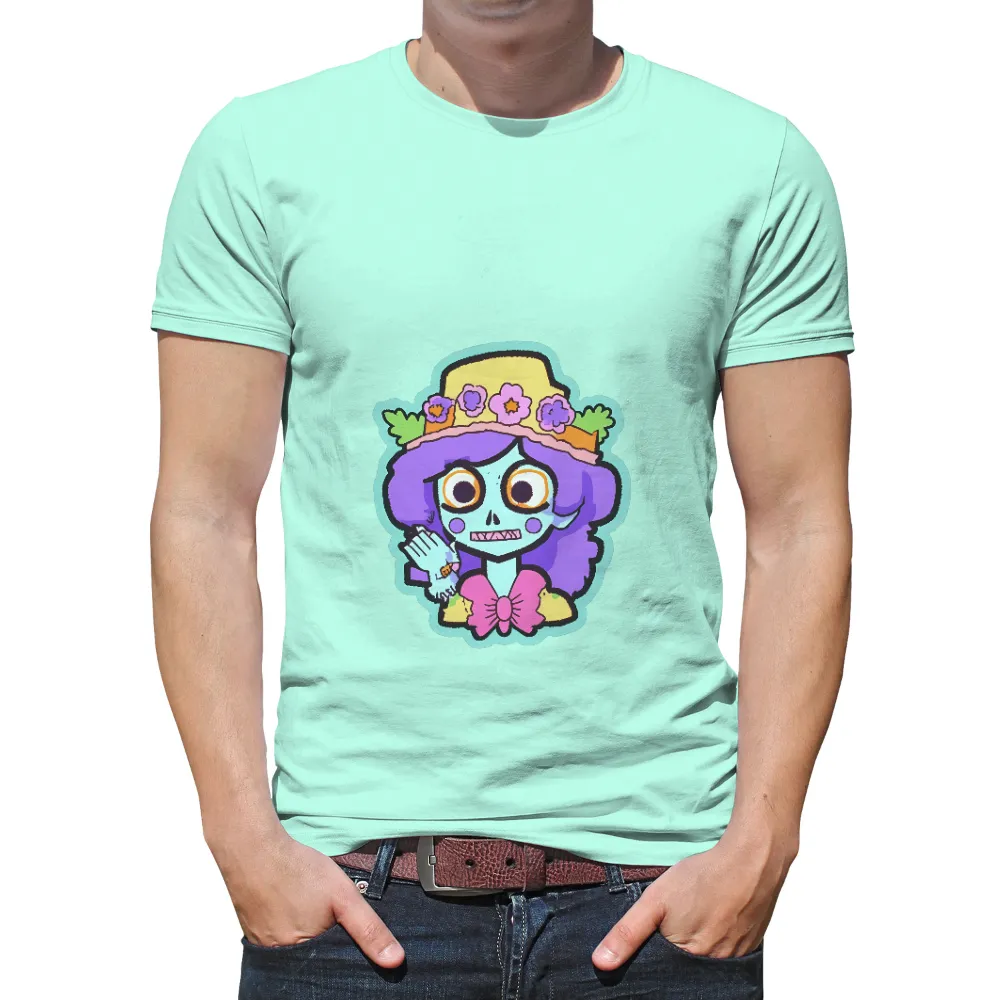 TShirt Printing: Celebrate Life with Whimsical Skeleton Girl|men's art cotton colorful printed loose casual shirts