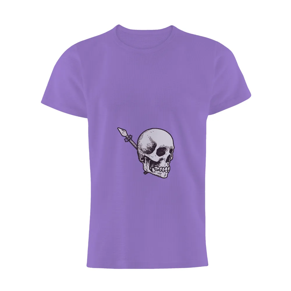 Custom T-Shirt Printing: Defiant Skull with Spear - Artistic Design| Mortality symbol