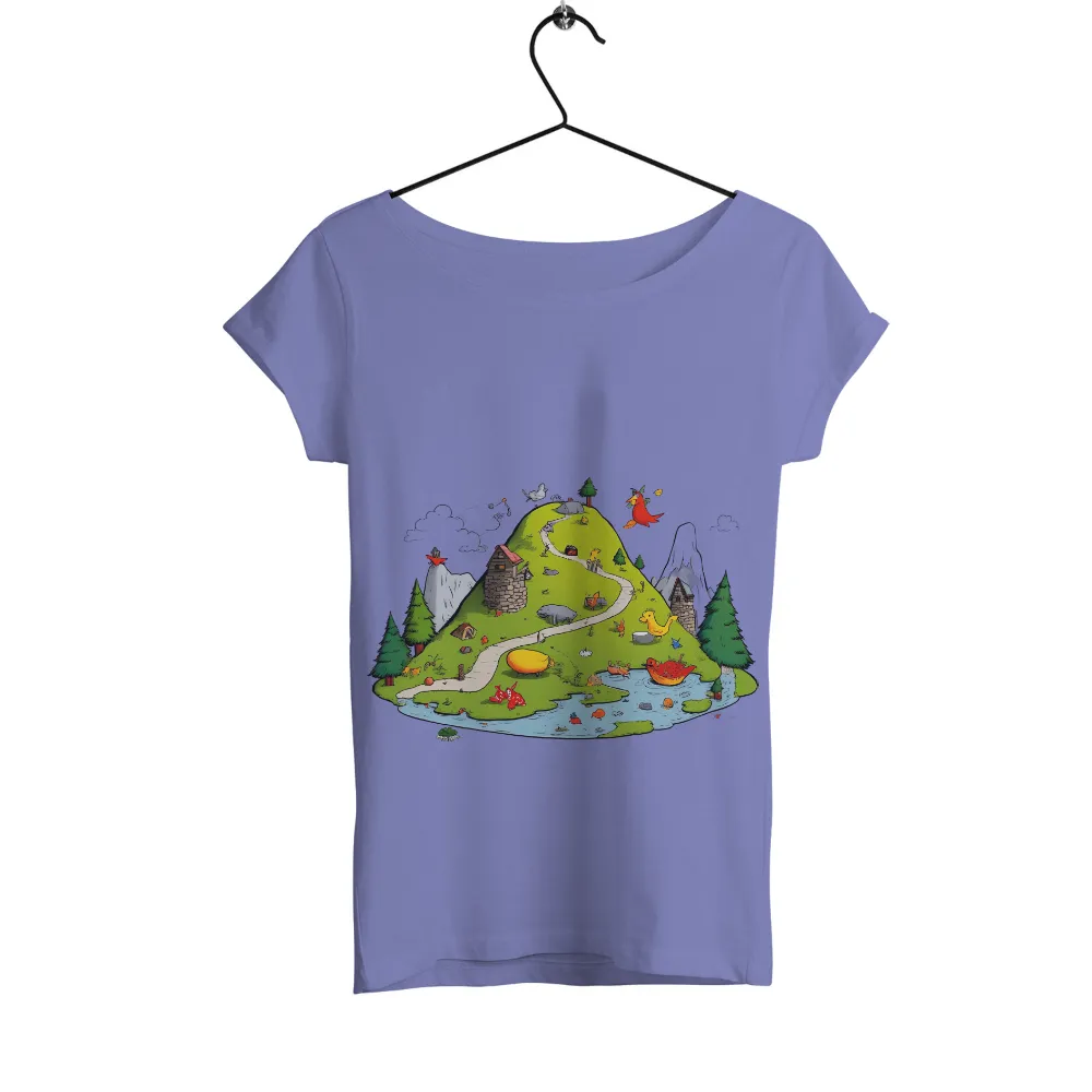 Tee Shirts Printed: Whimsical Island of Colorful Creatures|superman and wonder woman couple shirts