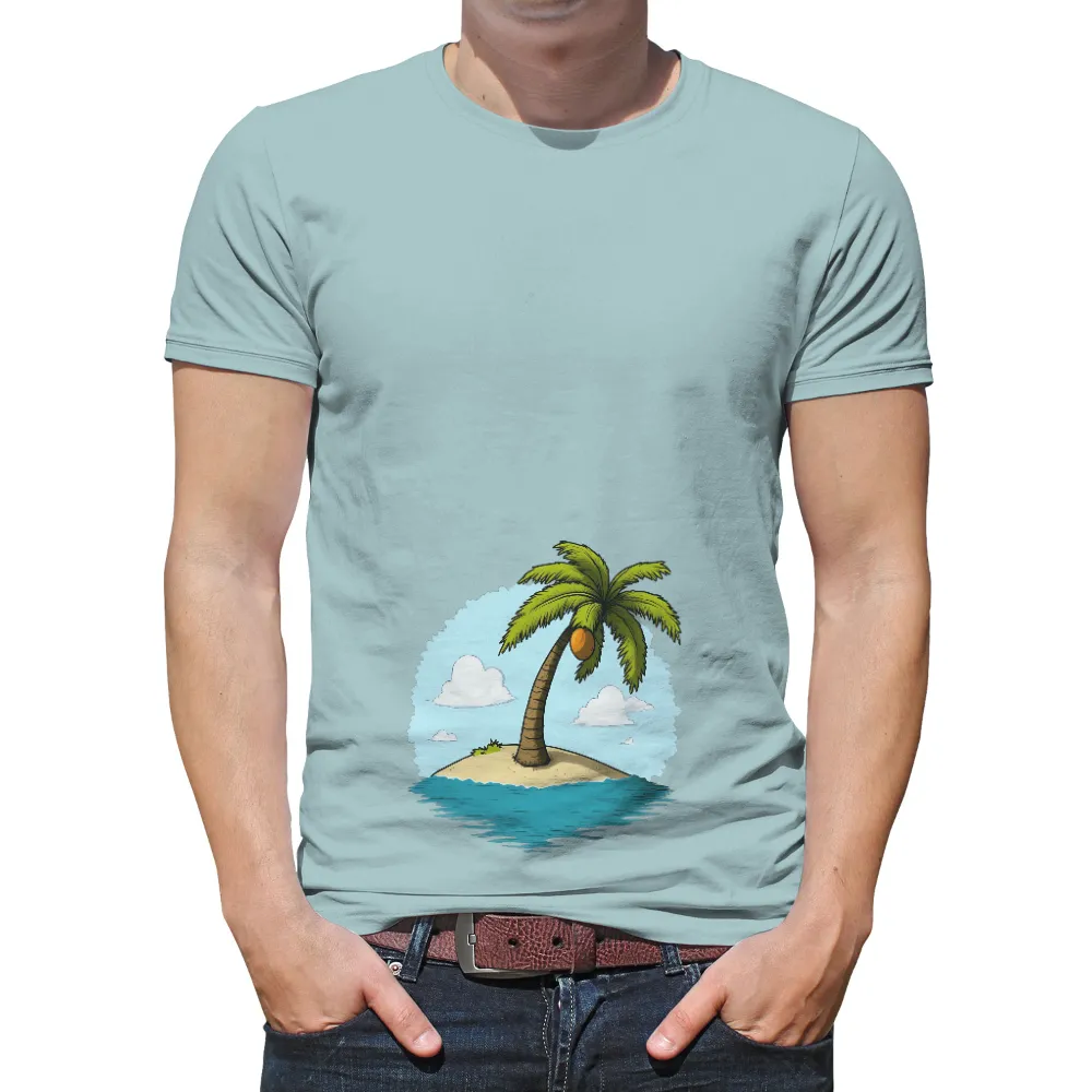 Serenity Island: Tee Shirt Printing with Palm Tree and Coconut|best women's summer t shirts