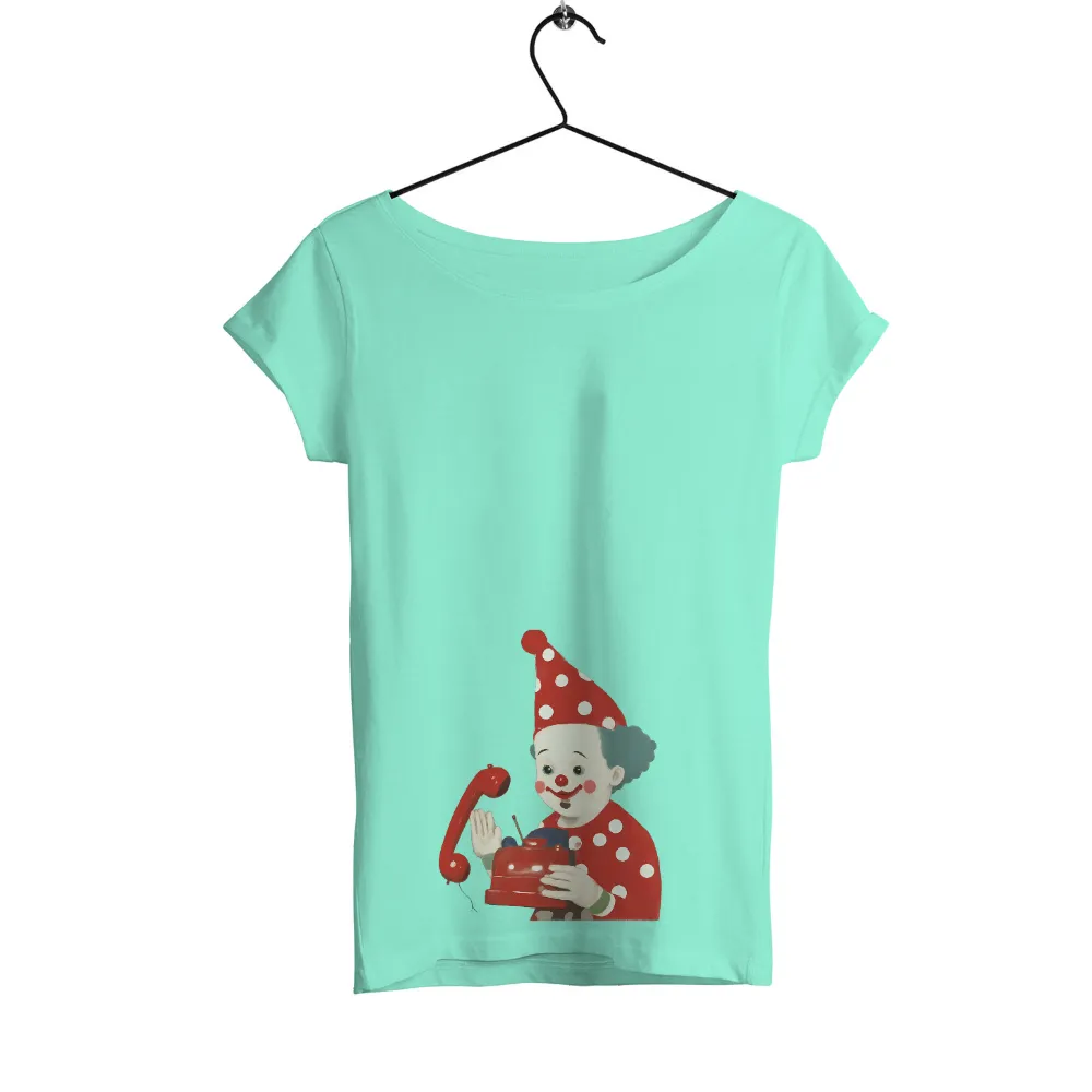 T-Shirts Pattern: Whimsical Clown with Vintage Telephone|retro valentine shirt