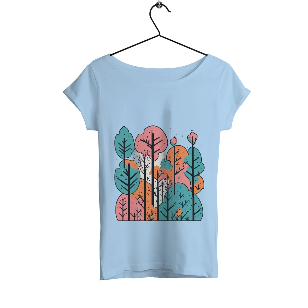 T-Shirt Printing: Celebrate Nature's Beauty with Vibrant Forest Design|autumn falls white shirt