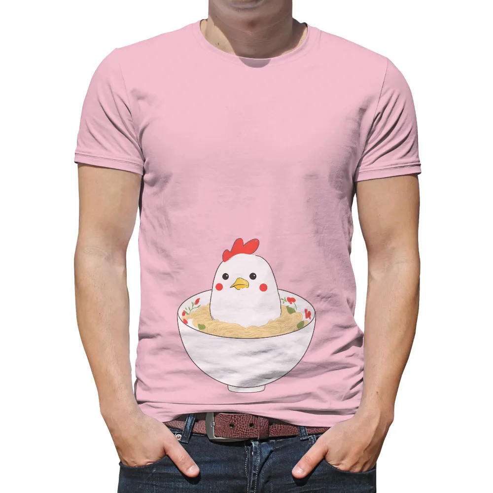 T-Shirts Custom: Whimsical Chicken in Noodles - Funny & Cozy Design|roblox cute pink t shirt