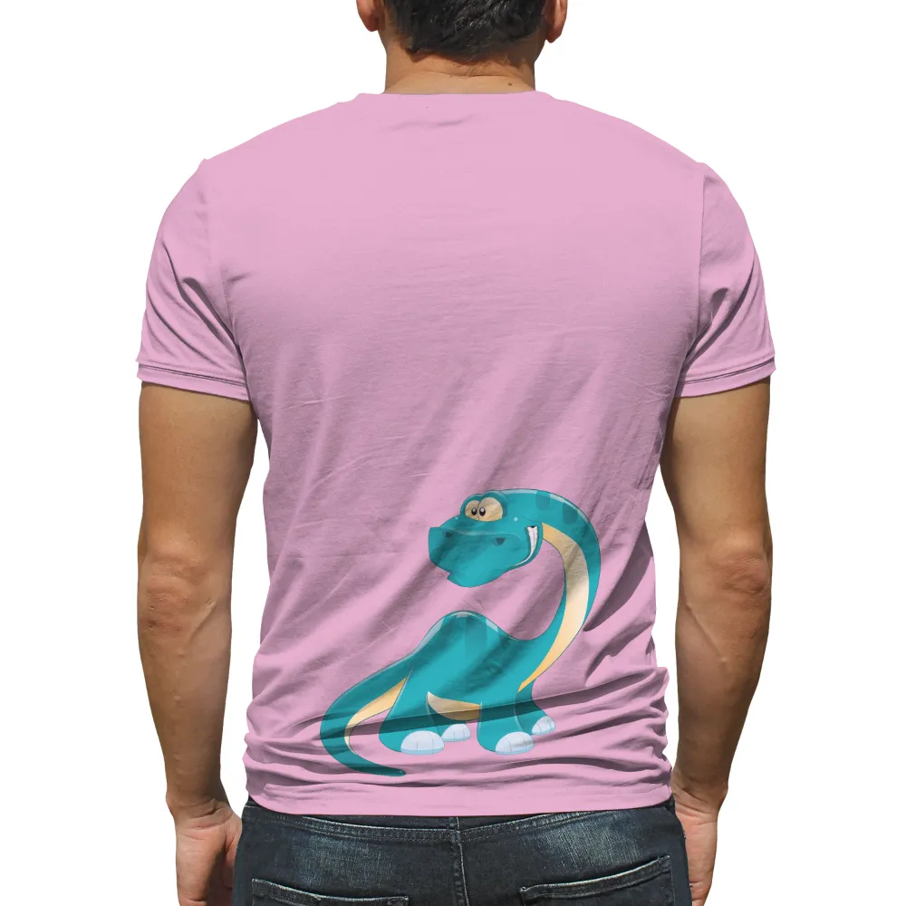 Custom T-Shirt Printing: Friendly Turquoise Dinosaur Design|dinosaur bunny shirt