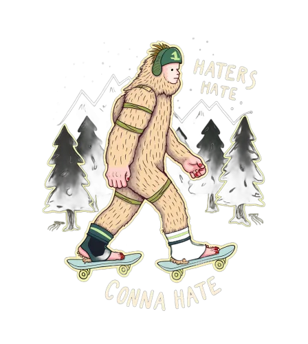 Customized Tee Shirts: Bigfoot Skater - Funny & Defiant Design