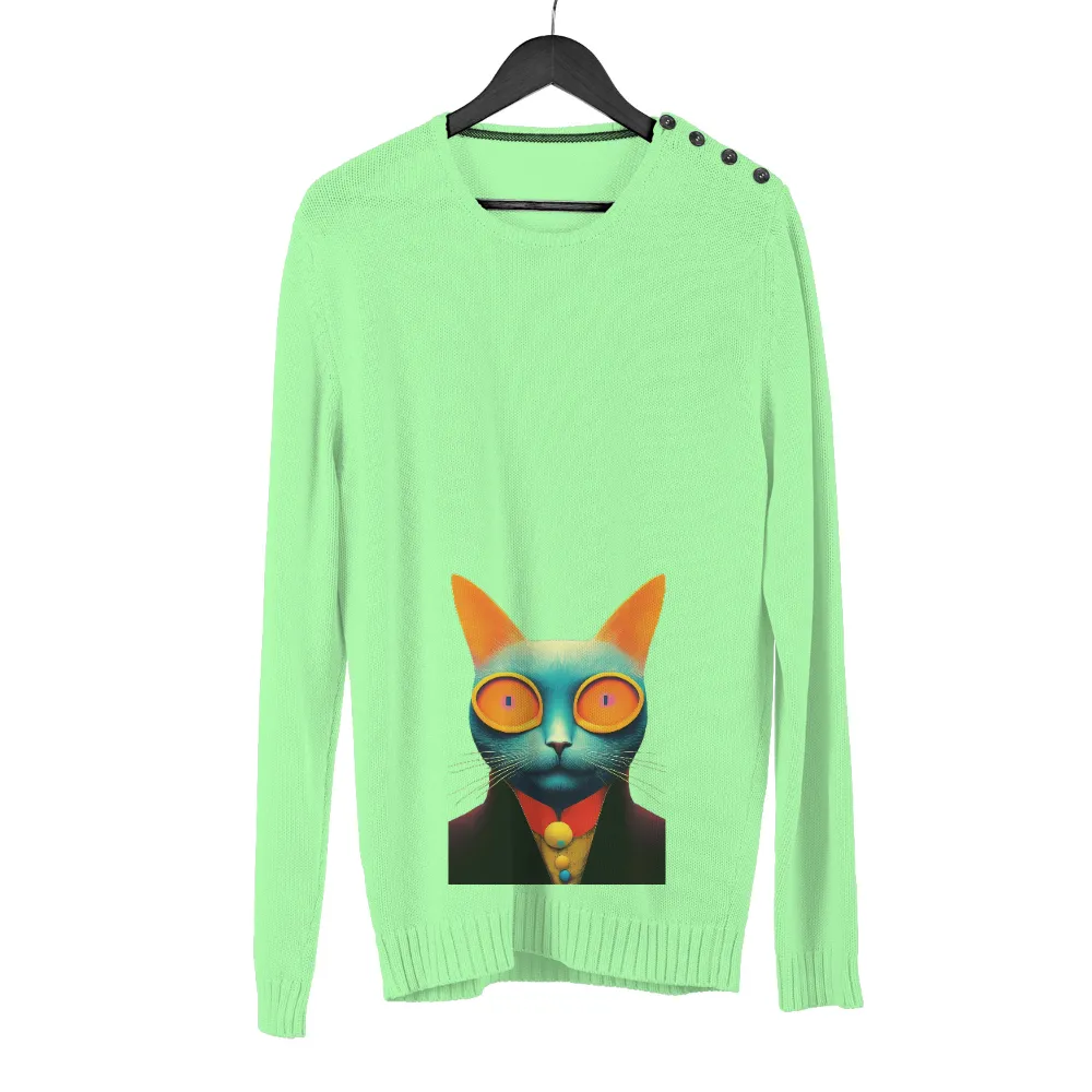 T-Shirts Design: Zephyr the Guardian Cat|neon yellow bleached shirt