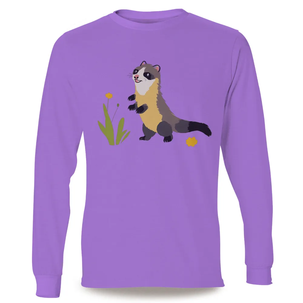 Shirts Graphic Tees: Whimsical Ferret and Flower Design|women cute st patricks day shirts