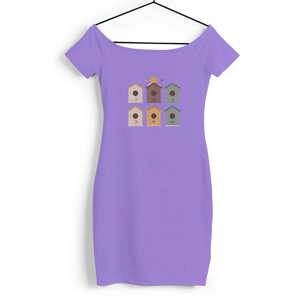 Charming Pastel-Colored Birdhouses Graphic Design|the garden vignette camp shirt