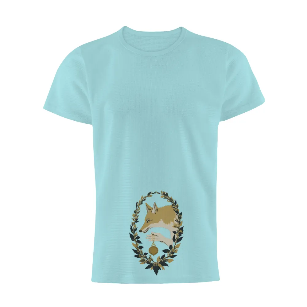 TShirt Design: Clever Fox with Laurel Wreath and Pocket Watch|forest doraemon t shirt