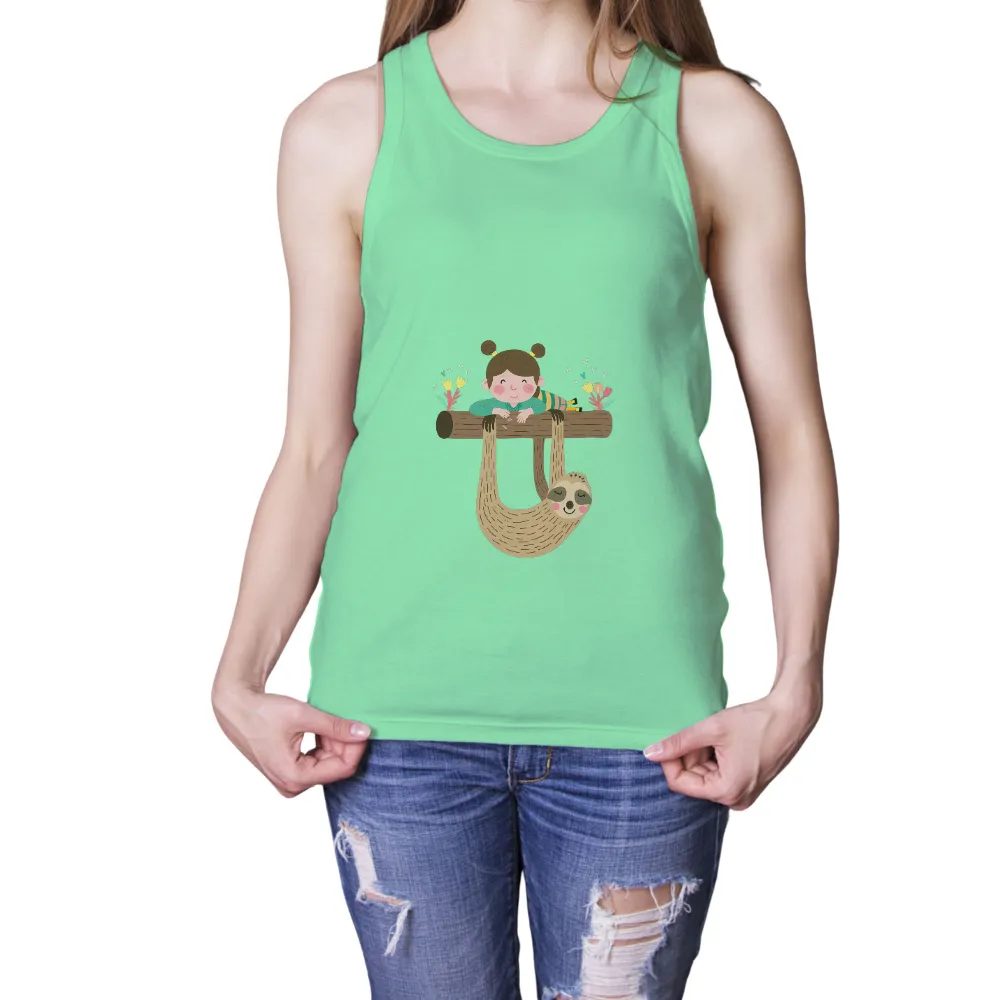 T-Shirts Design: Nature's Harmony - Girl and Sloth|peace love santa shirt