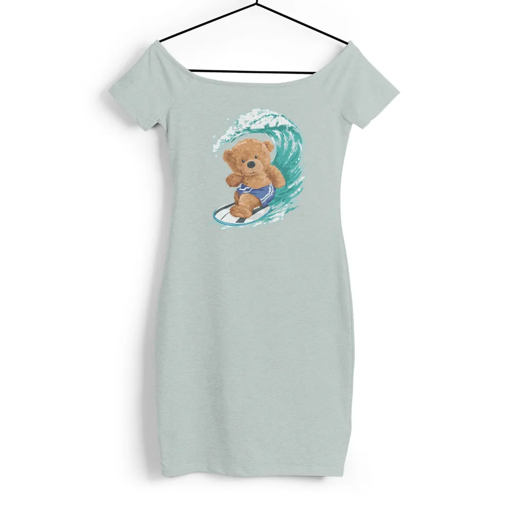 Graphic Tees: Sandy's Surf Adventure - Summer Fun with Surfing Teddy Bear|long sleeve summer riding shirts