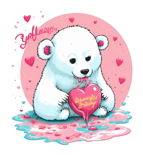 T-Shirts Custom: Love Bear with Melting Heart - Artistic Designs