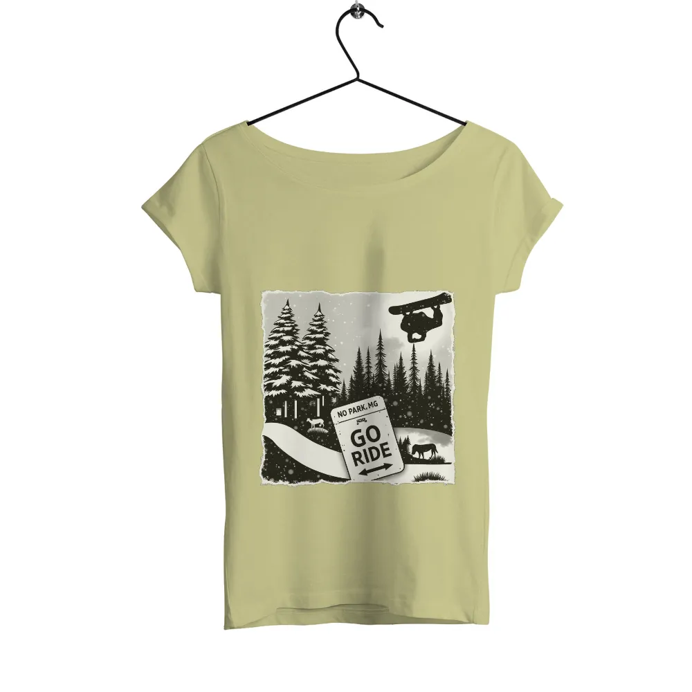 Tee Shirts Printed: Go Ride - Snowboarding Adventure|winter fur shirt for men