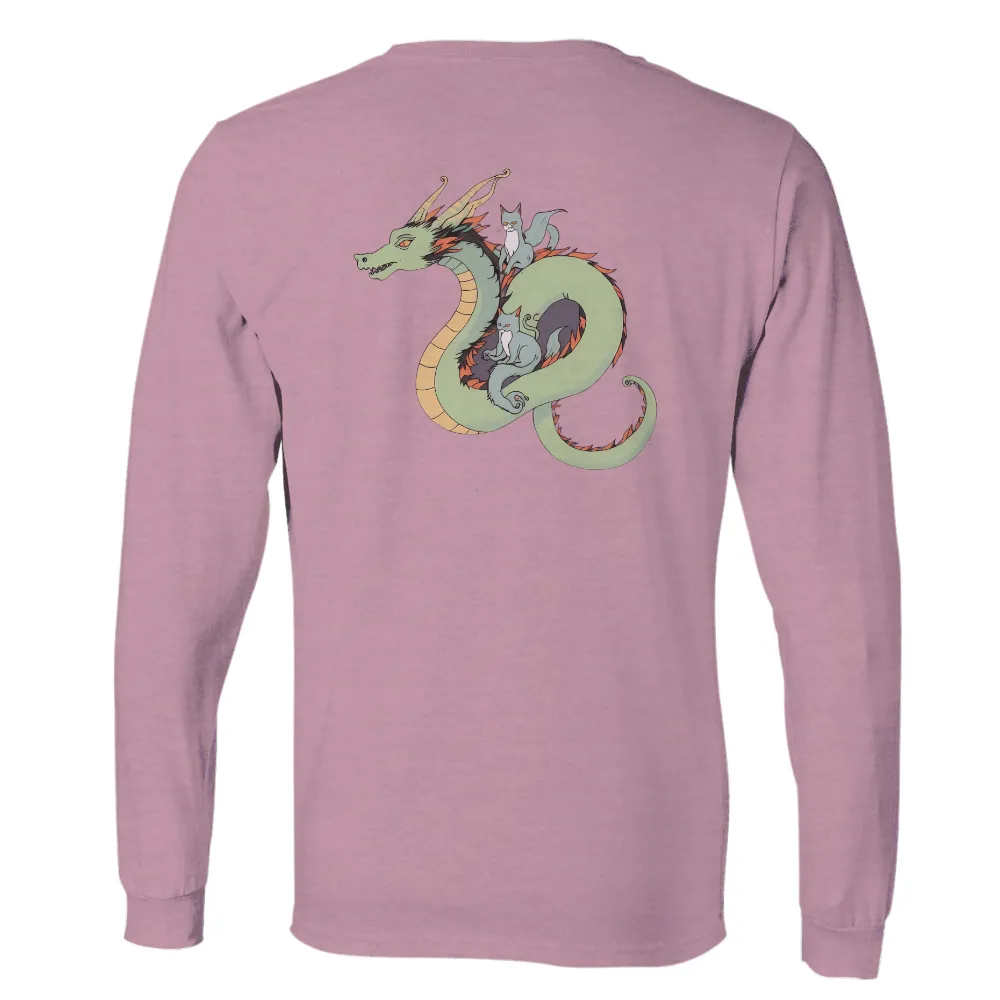 Tee Shirts Printed: Dragon and Cats - Fantasy Friendship| Intricate details