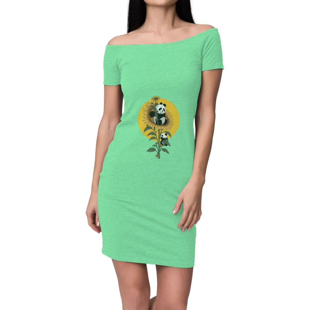 Custom T-Shirt Printing: Pandas in Sunflowers - Joy and Tranquility|t shirt painting on nature