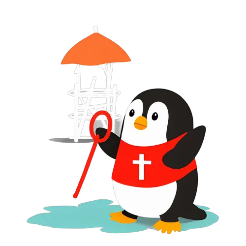 Pete the Penguin Lifeguard Tee Shirt Printing - Whimsical and Joyful Design