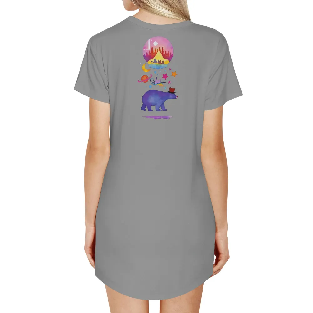 Graphic Tees: Whimsical Bear Dreaming Under the Stars|sci fi fantasy biker tee