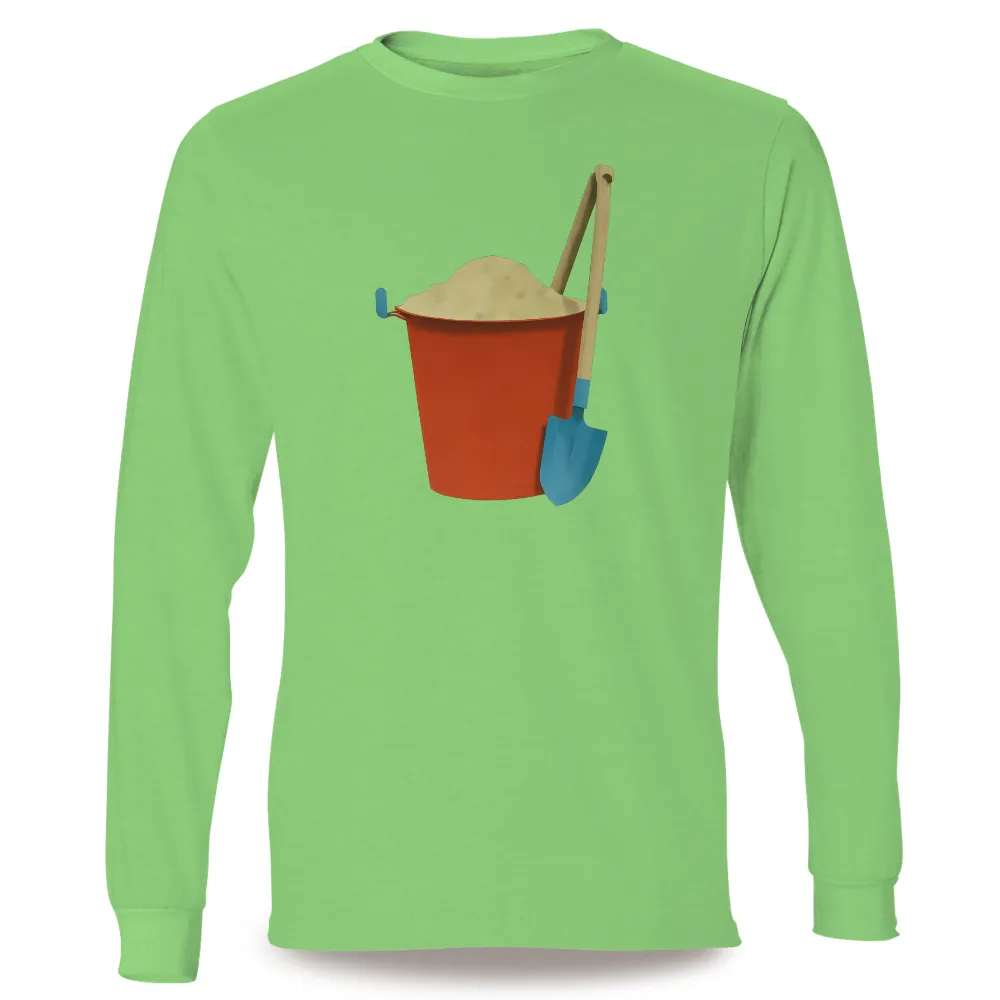 T-Shirts Design: Beach Days with Red Bucket and Blue Shovel|long sleeve uv summer shirts