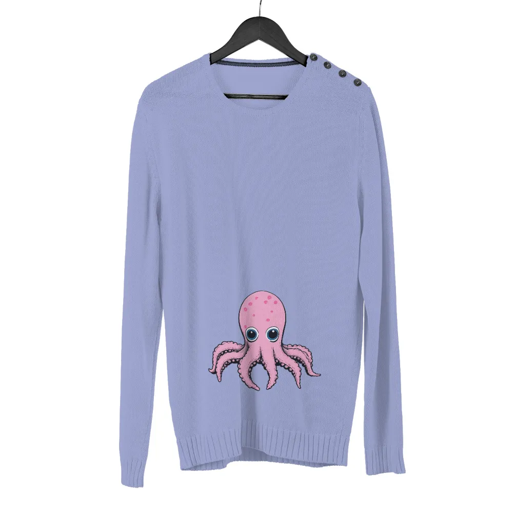 Charming Pink Octopus Graphic - Whimsical Retro Design|baki vintage tee