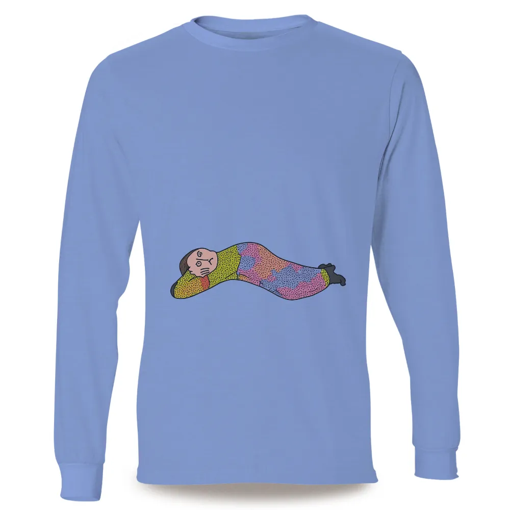 TShirt Printing: Floating Curiosity - Vibrant Colors and Elongated Body Design|body art shirt