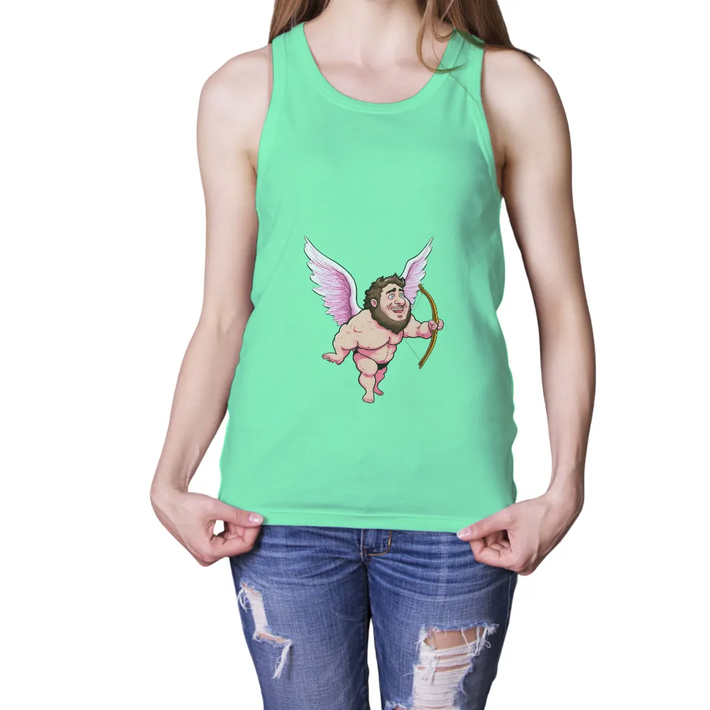 Custom Tee Shirts: Whimsical Cupid Spreading Joy and Laughter|Funny Cupid illustration