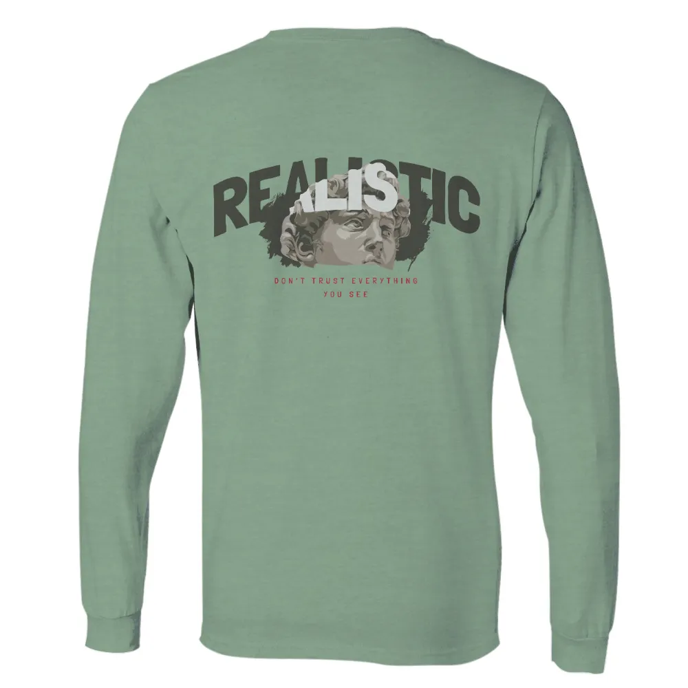 TShirt Design: REALISTIC - Questioning Reality|typography t shirt