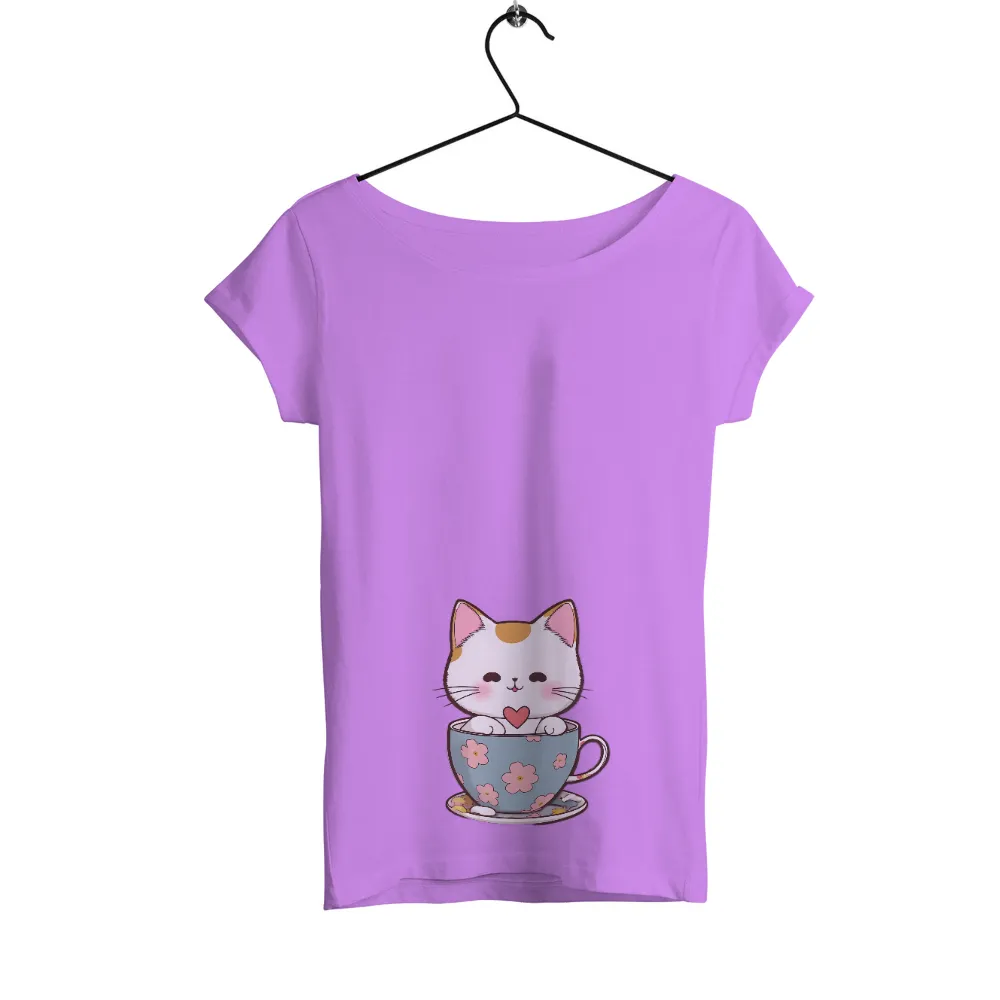 T-Shirts Pattern: Adorable Cat in a Teacup|cute long sleeve summer shirts