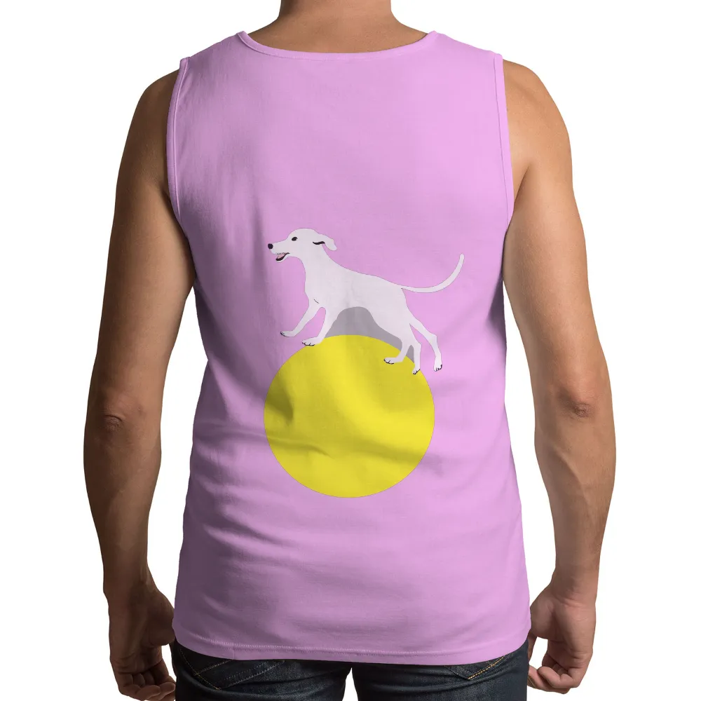 Custom Tee Shirts: Luna's Joyful Adventure - Playful Dog on Yellow Ball|freedom is essential t shirt